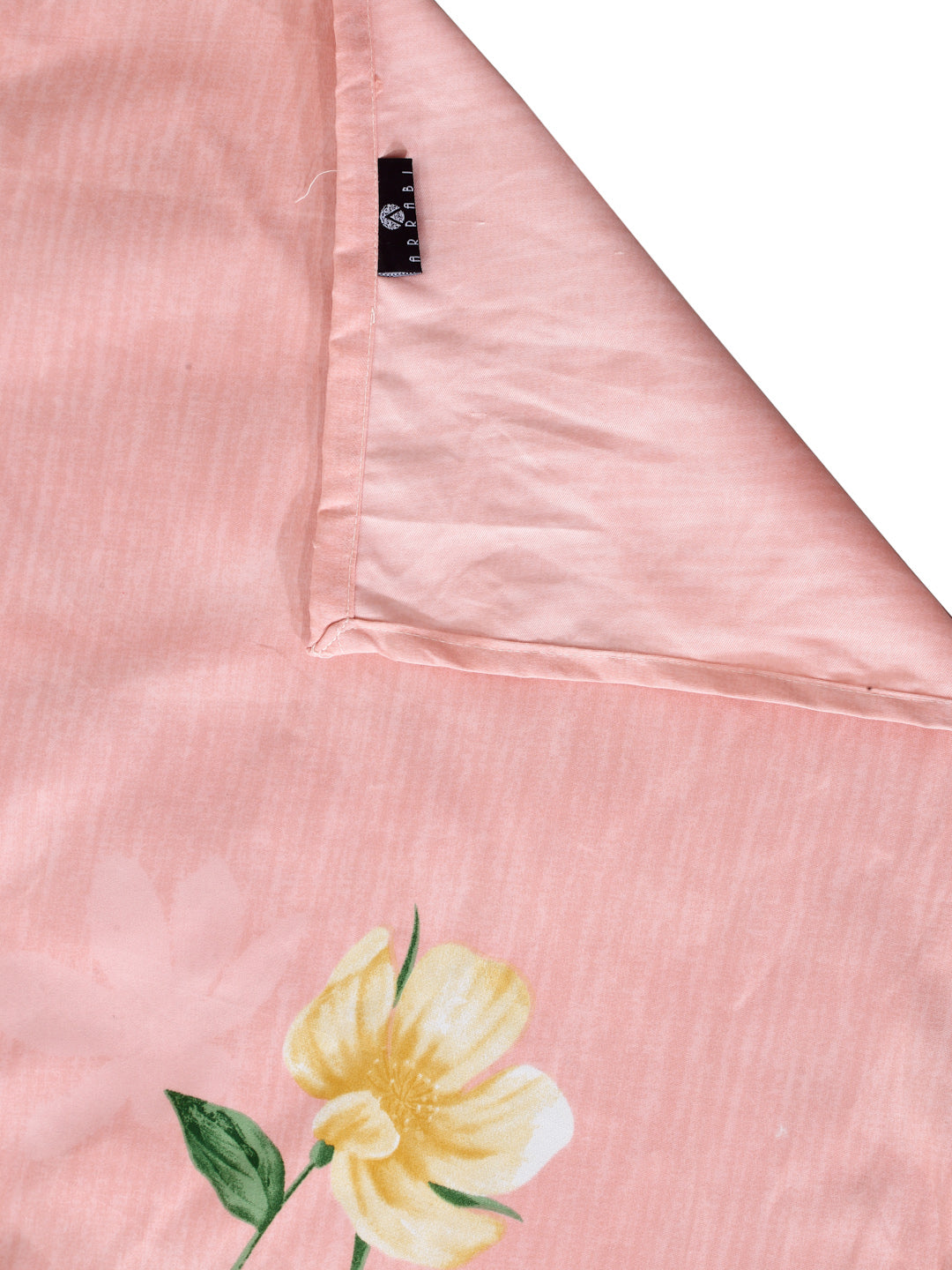 Arrabi Peach Floral TC Cotton Blend Super King Size Bedsheet with 2 Pillow Covers (270 X 260 cm)