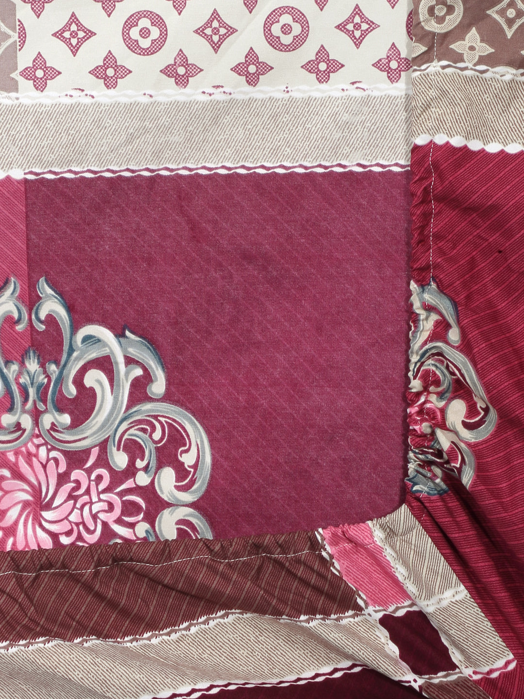 Arrabi Multi Indian TC Cotton Blend Single Size Fitted Bedsheet with 1 Pillow Cover (220 X 150 cm)