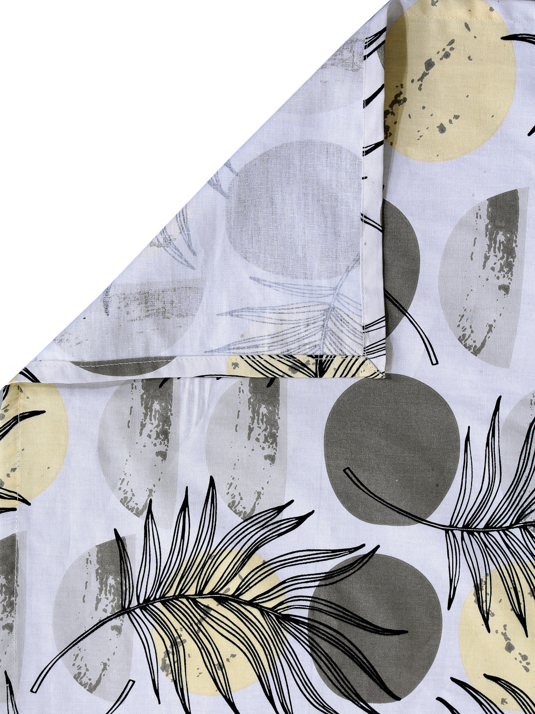 Arrabi Grey Floral 100% Cotton King Size Double Bedsheet with 2 Pillow Covers (250 X 215 cm)