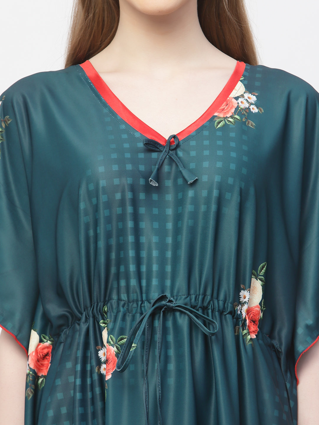 Arrabi Women Green Floral Kaftan Dress