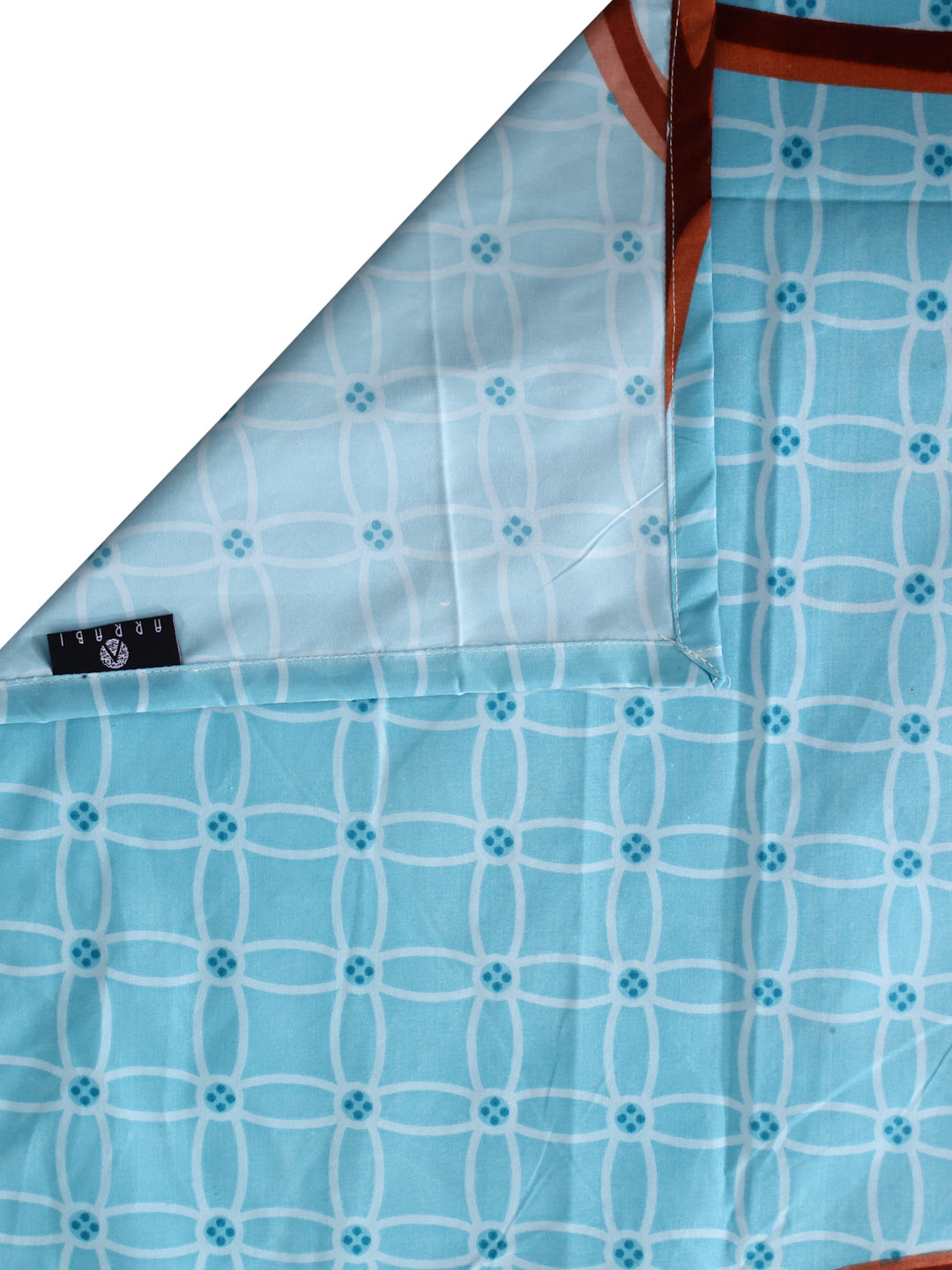 Arrabi Blue Geometric TC Cotton Blend King Size Bedsheet with 2 Pillow Covers (250 X 215 cm)