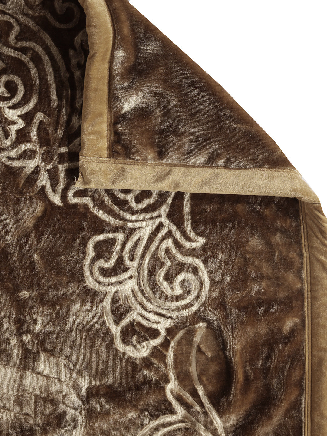 Arrabi Brown Floral Wool Blend 950 GSM Full Size Double Bed Blanket (210 X 200 cm)