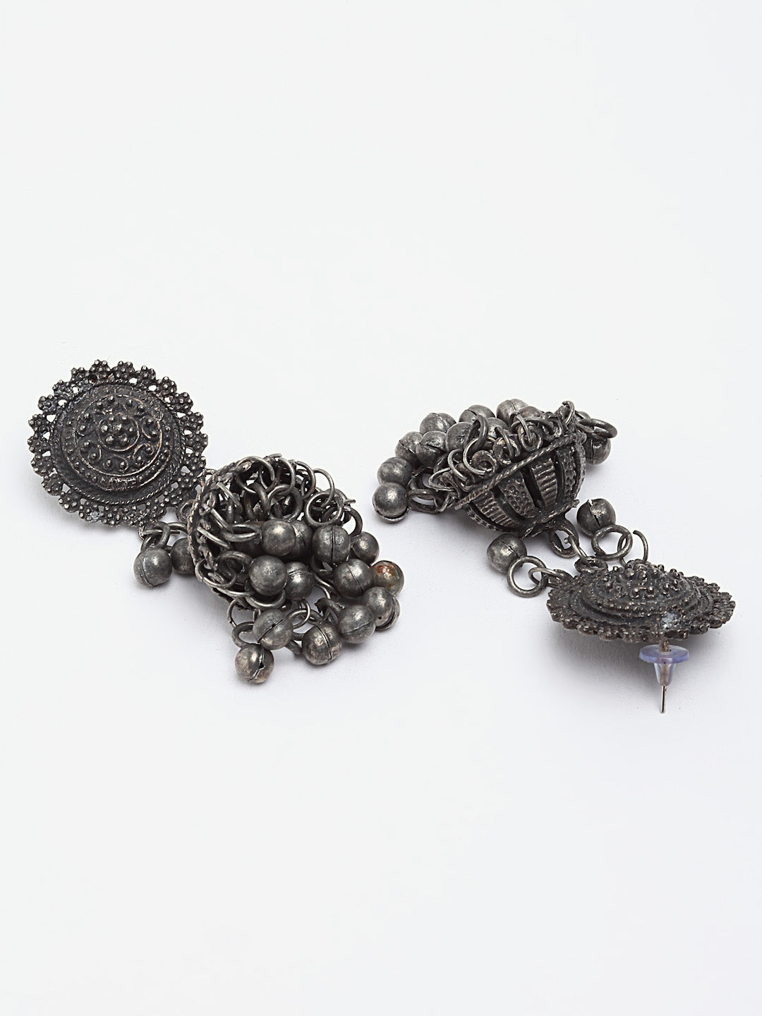 Arrabi Metallic Oxidised Jewellery Set with 2 Earrings (40 cm)