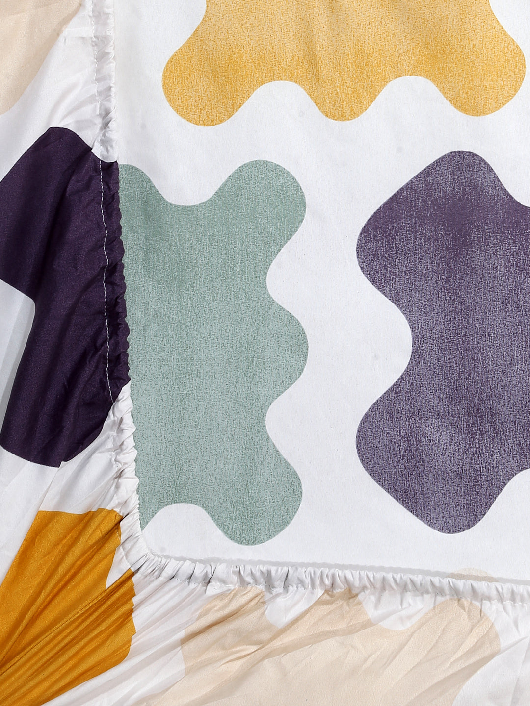 Arrabi Multi Graphic TC Cotton Blend Single Size Fitted Bedsheet with 1 Pillow Cover (220 X 150 cm)