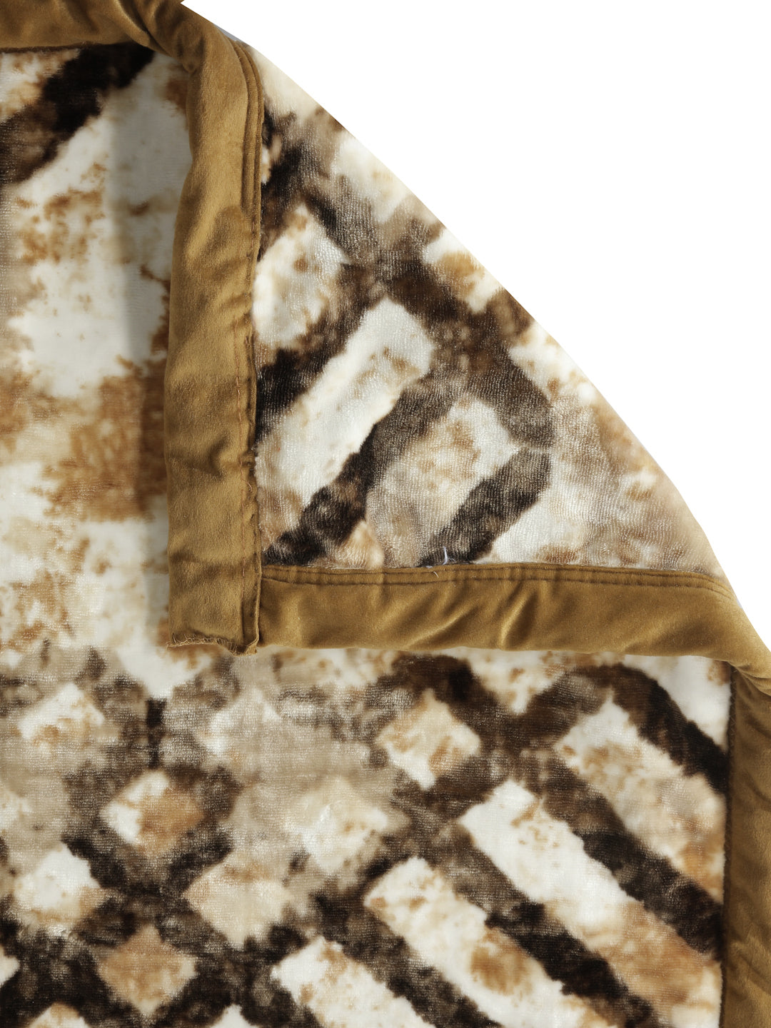 Arrabi Brown Checks Wool Blend 900 GSM Full Size Double Bed Blanket (230 X 210 cm)