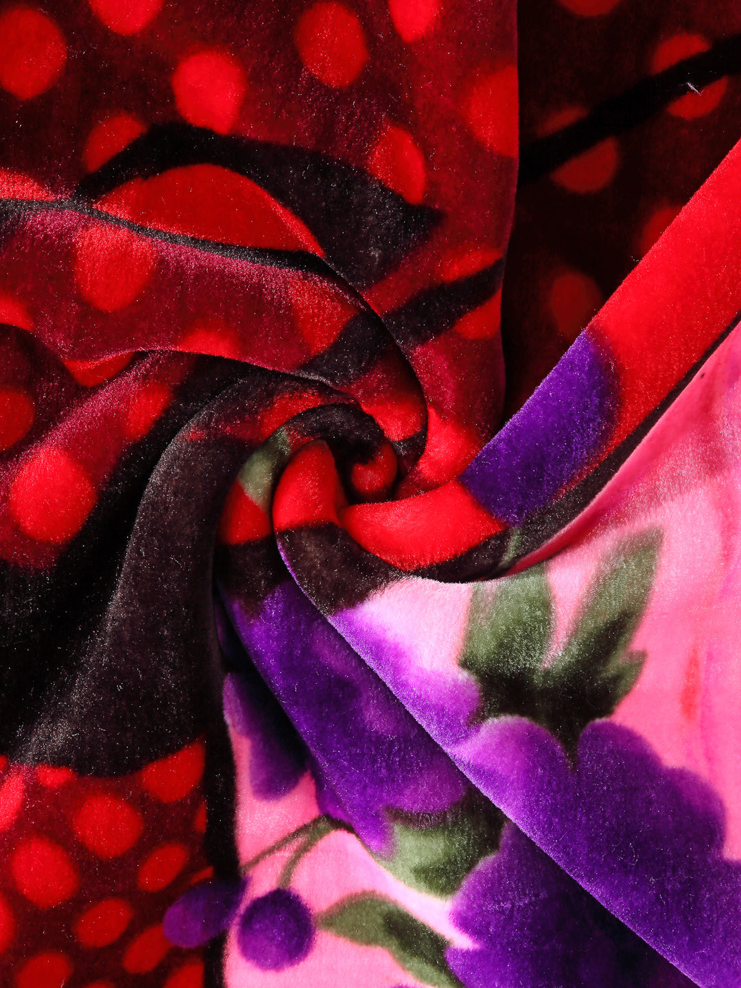 Arrabi Red Floral Polyester 950 GSM King Size Double Bed Blanket (225 x 210 cm )