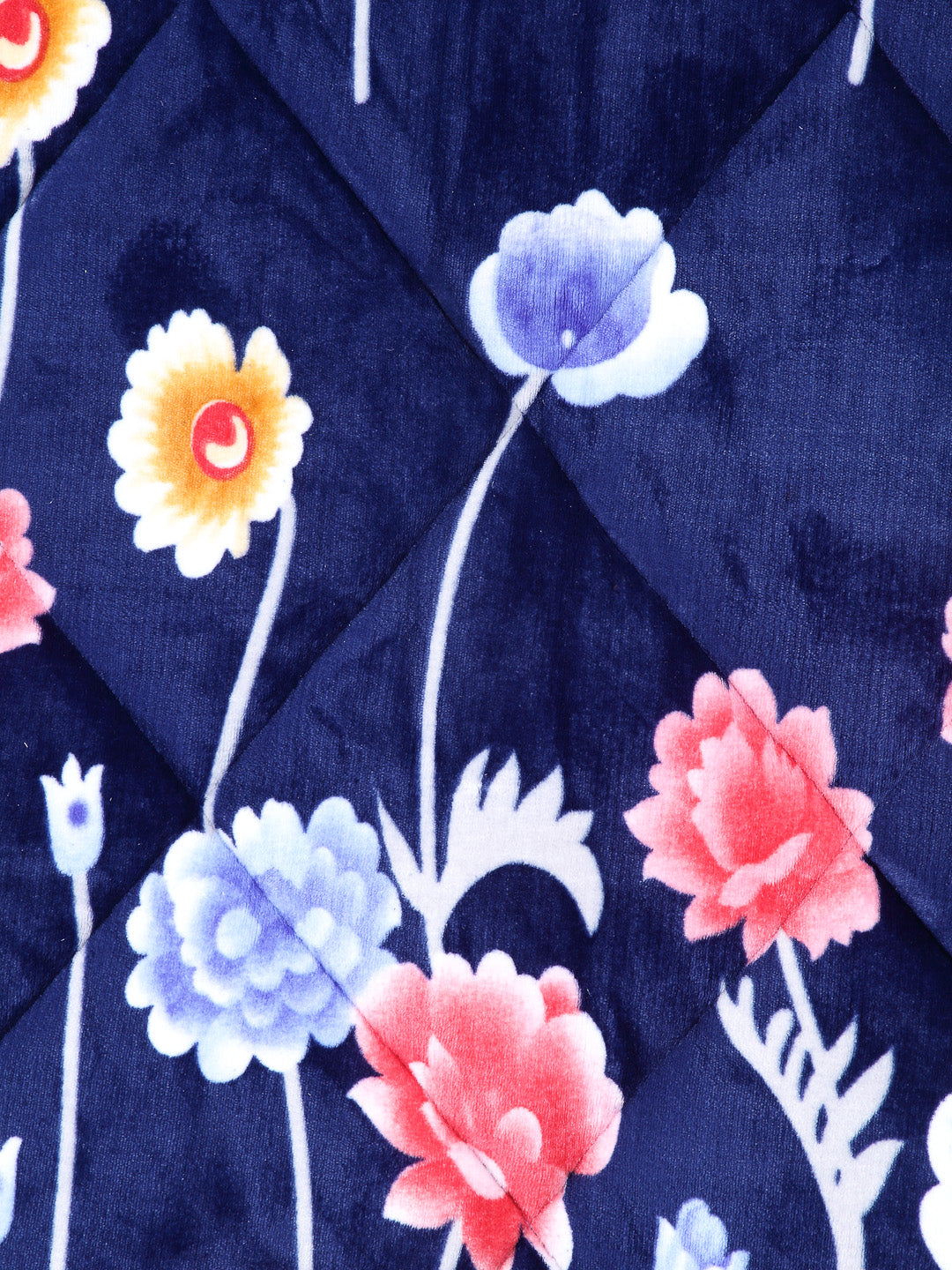 Arrabi Blue Floral Polyester Full Size 1060 GSM Single Bed Quilt (210 x 150 cm)