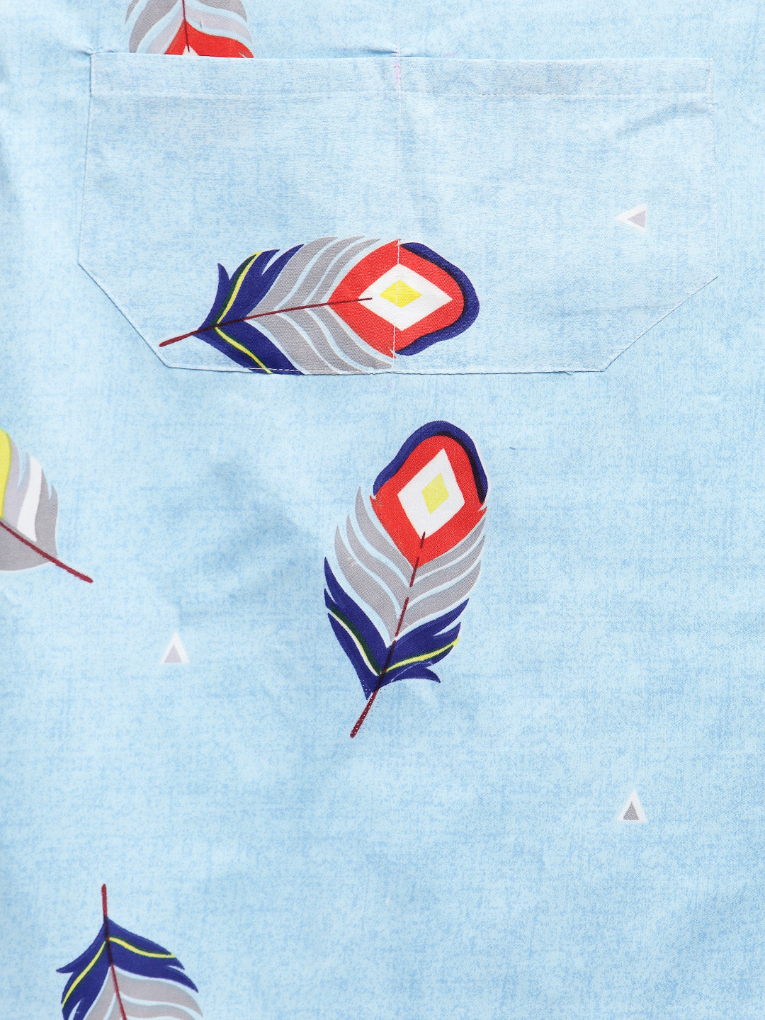 Arrabi Blue Leaf Cotton Blend Apron With 2 Patch Pocket (85 x 70 cm)