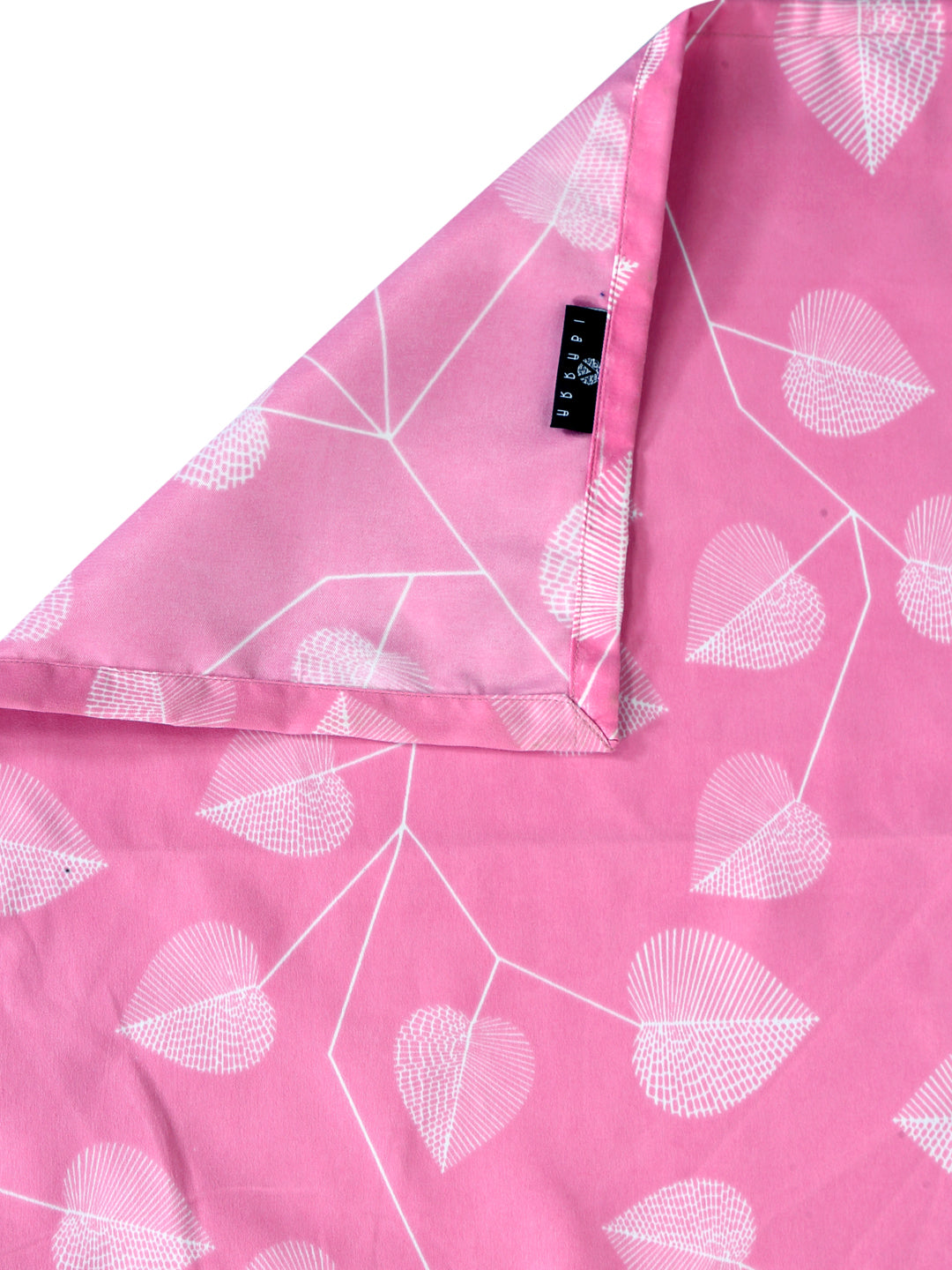 Arrabi Pink Leaf TC Cotton Blend Double Size Fitted Bedsheet with 2 Pillow Covers (250 X 220 cm)