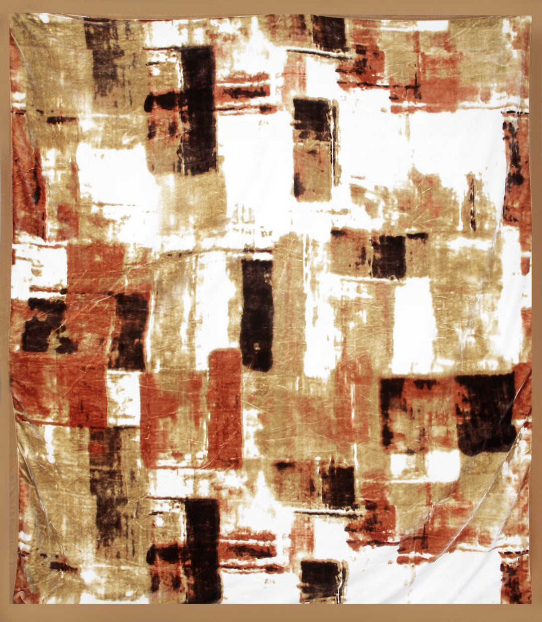 Arrabi Brown Abstract Wool Blend 950 GSM Full Size Double Bed Blanket (220 X 210 cm)