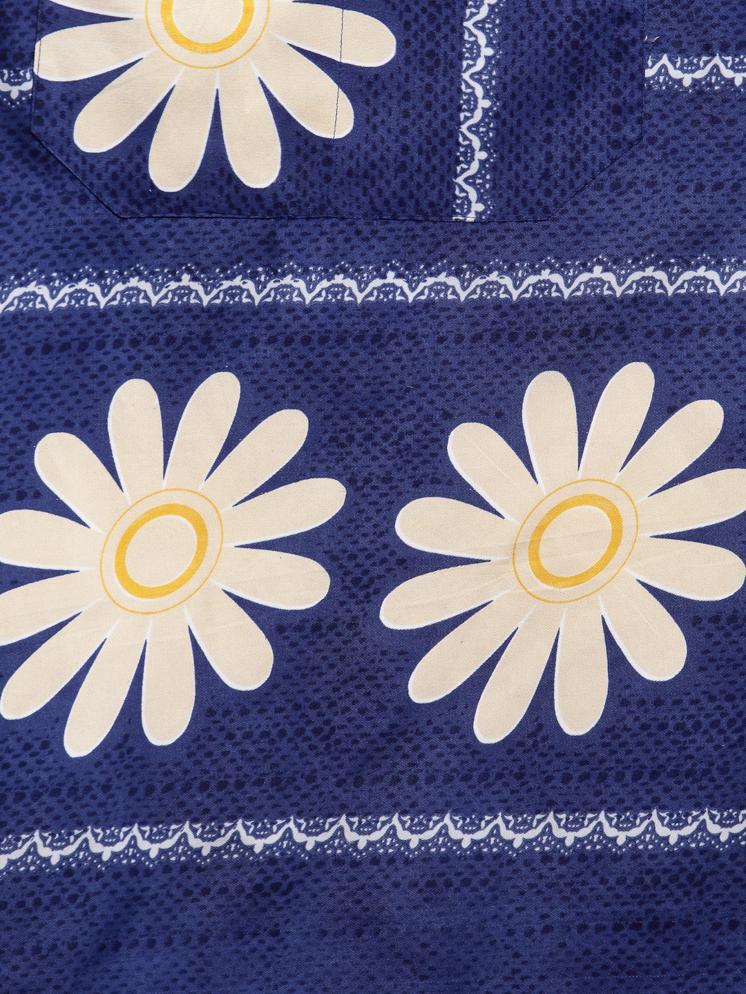 Arrabi Blue Floral Cotton Blend Apron With 2 Patch Pocket (85 x 70 cm)