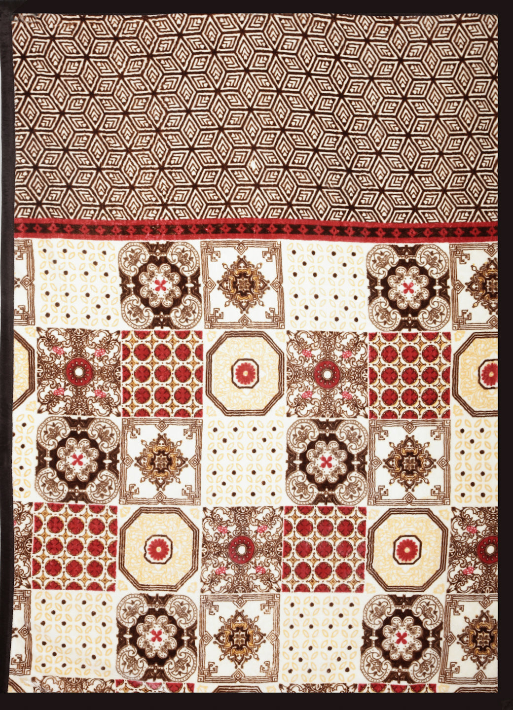 Arrabi Brown Geometric Polyester 950 GSM Full Size Single Bed Blanket (210 X 150 cm)