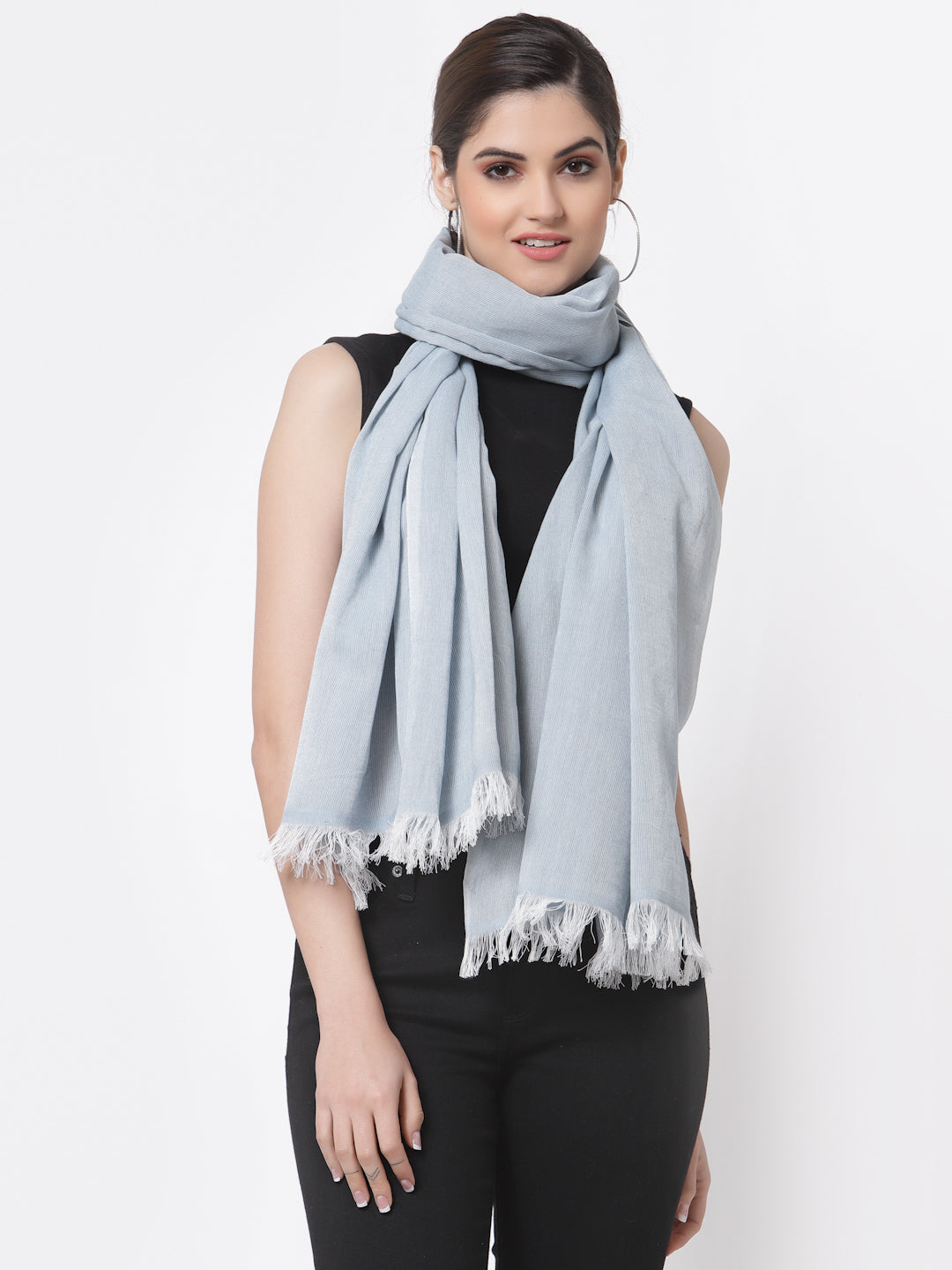 Arrabi Multi Solid Handwoven Cotton Full Size 2 Stoles (Pack of 2) (185 x 85 cm)