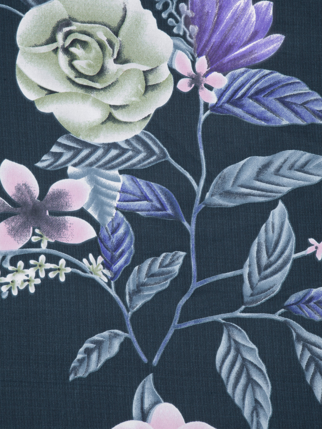 Arrabi Blue Floral TC Cotton Blend Single Size Fitted Bedsheet with 1 Pillow Cover (220 X 150 cm)