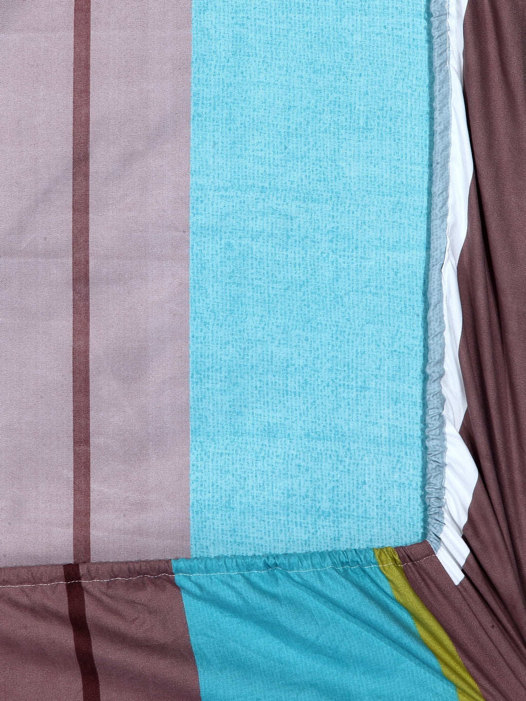 Arrabi Multi Stripes TC Cotton Blend King Size Fitted Bedsheet with 2 Pillow Covers (250 X 220 Cm )
