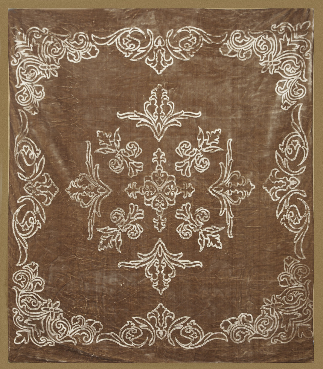 Arrabi Brown Floral Wool Blend 950 GSM Full Size Double Bed Blanket (210 X 200 cm)
