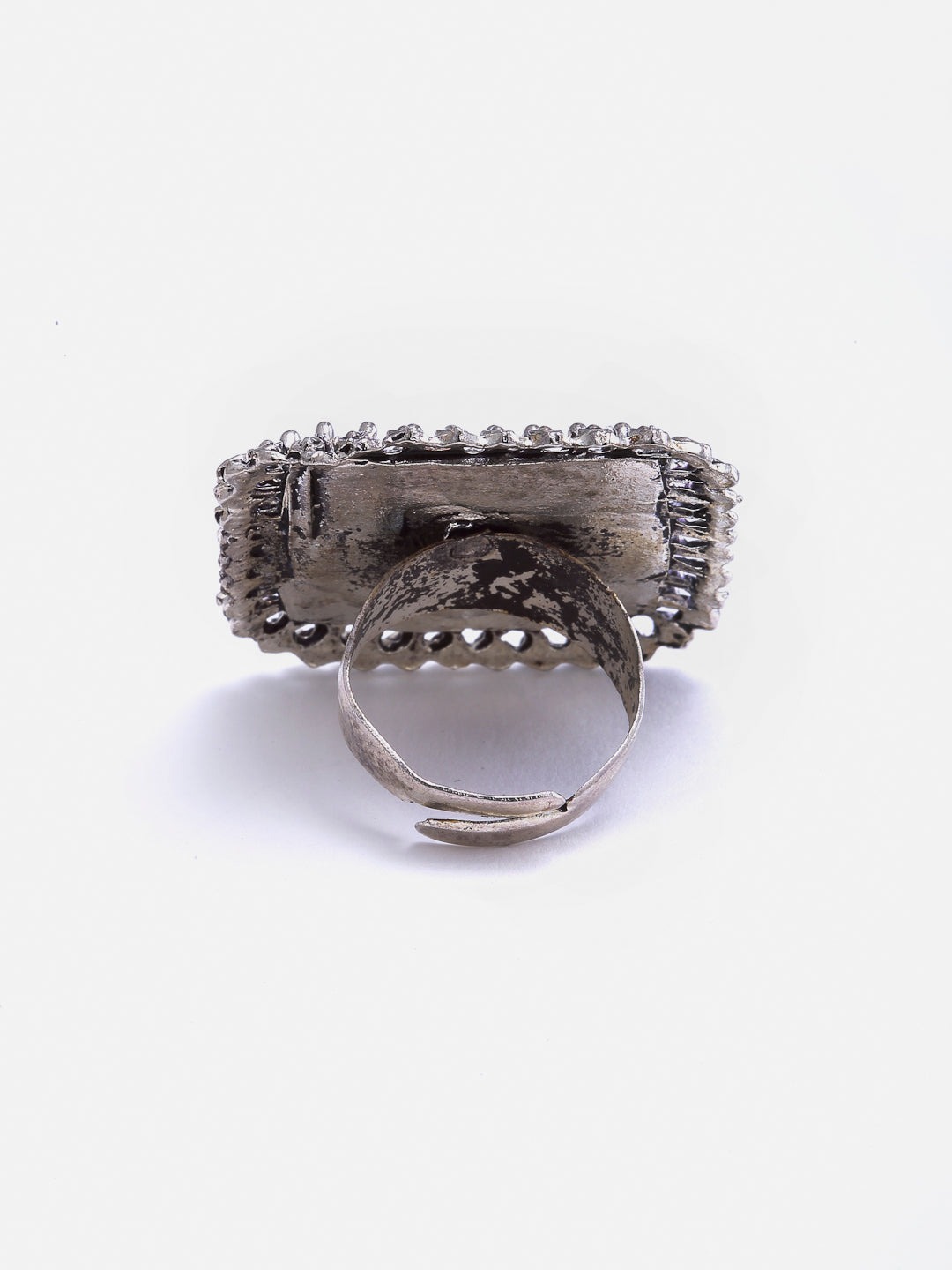 Arrabi Metallic Oxidised Earrings (Set of 2) and 1 Ring (10 cm)