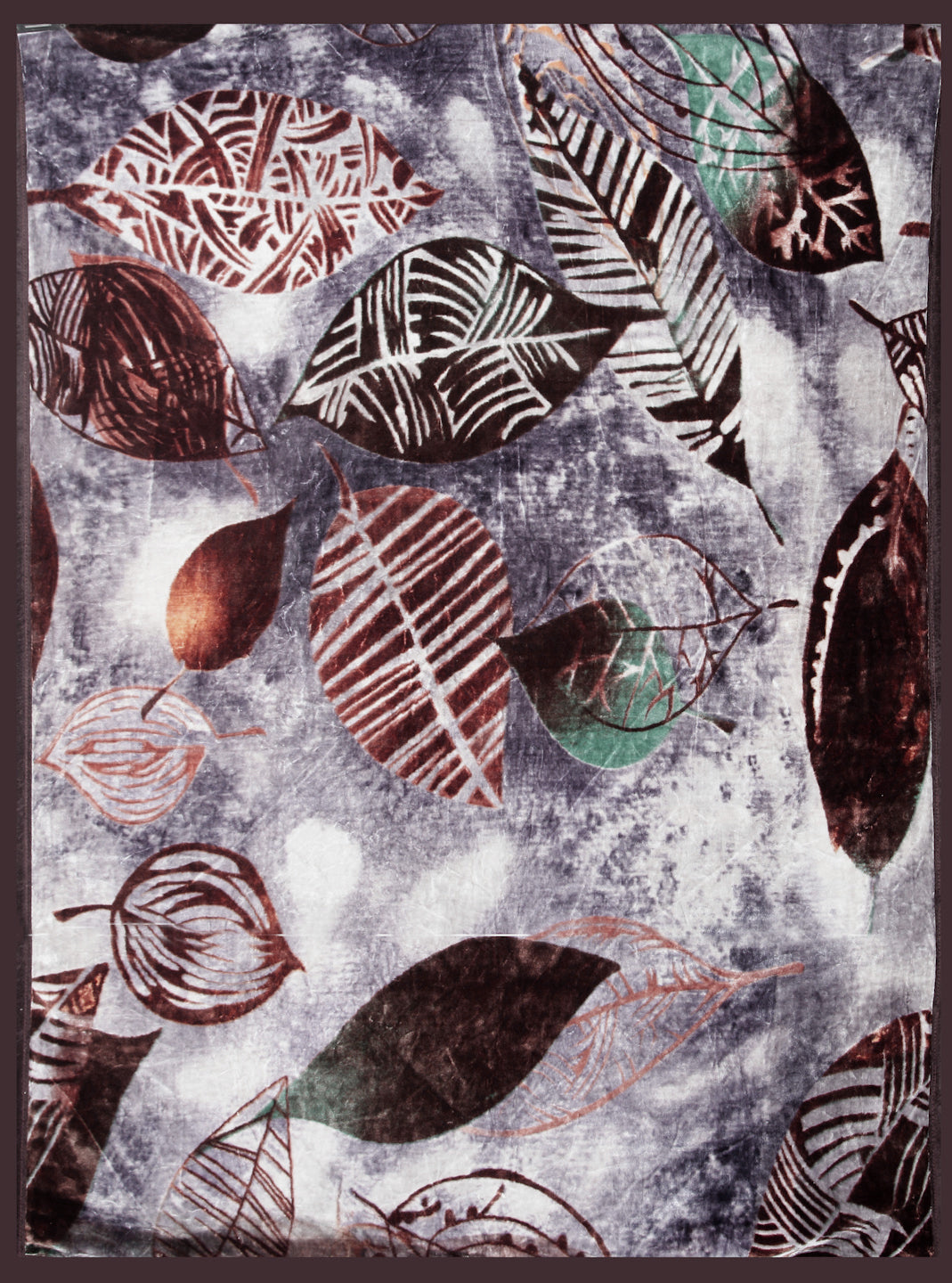 Arrabi Multi Leaf Polyester 950 GSM Full Size Single Bed Blanket (210 X 150 cm)