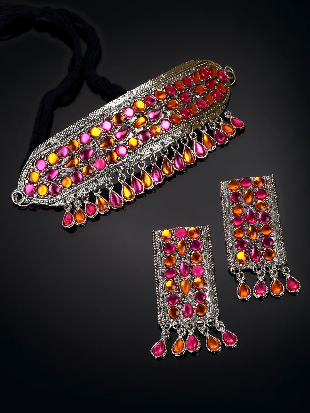 Arrabi Multi Oxidised Jewellery Set with 2 Earrings (40 cm)