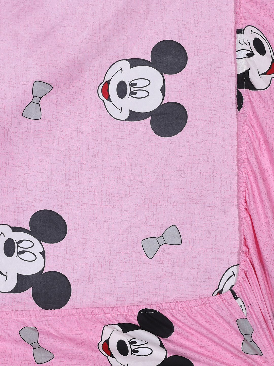Arrabi Pink Cartoon TC Cotton Blend King Size Fitted Bedsheet with 2 Pillow Covers (250 X 220 Cm )