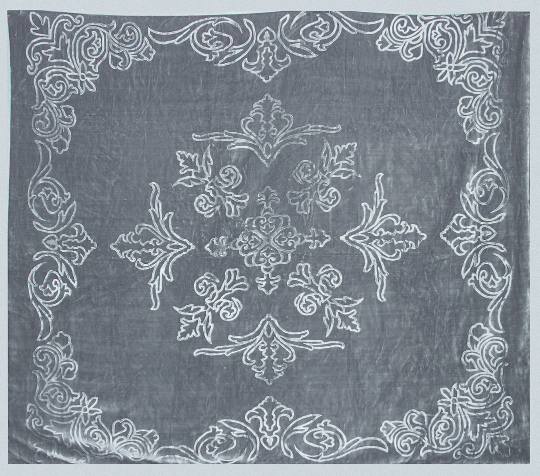 Arrabi Grey Floral Wool Blend 950 GSM Full Size Double Bed Blanket (220 X 200 cm)