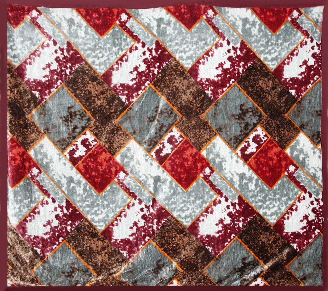 Arrabi Multi Geometric Wool Blend 950 GSM Full Size Double Bed Blanket (230 X 200 cm)