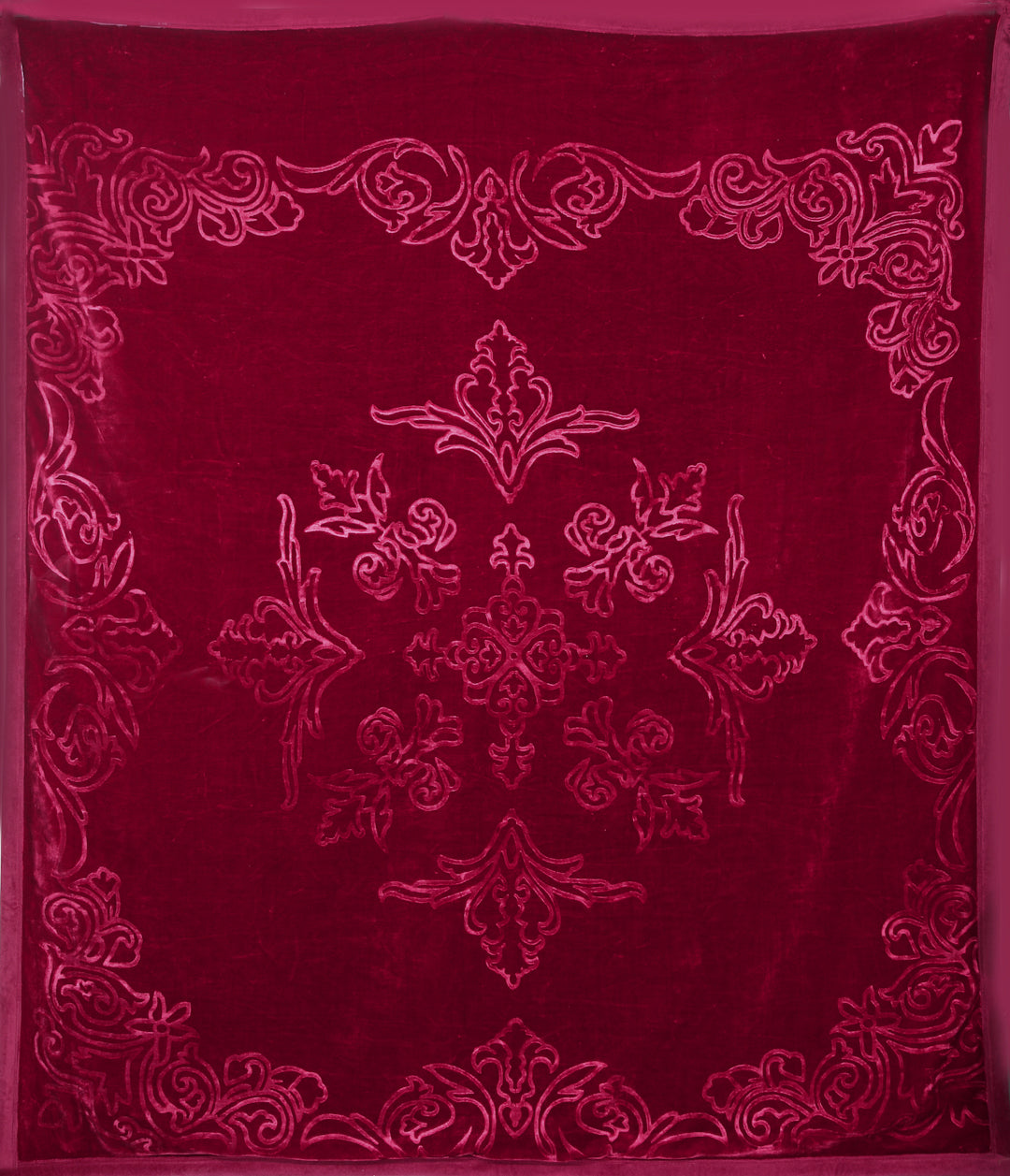 Arrabi Maroon Floral Wool Blend 950 GSM Full Size Double Bed Blanket (220 X 200 cm)