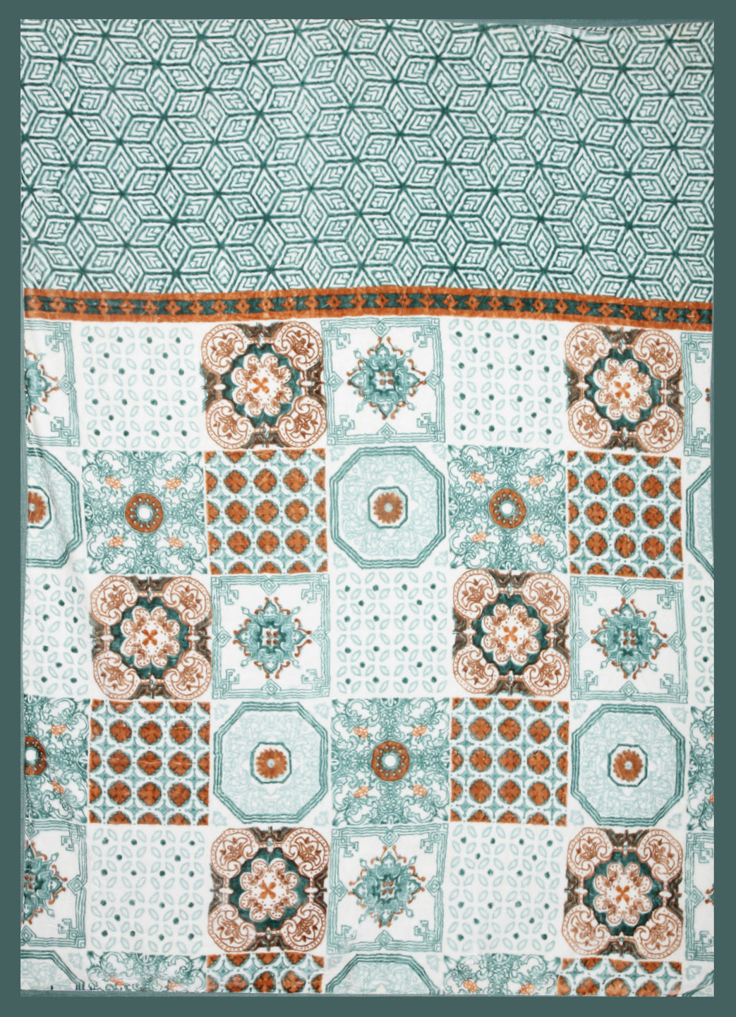Arrabi Green Geometric Polyester 950 GSM Full Size Single Bed Blanket (210 X 150 cm)