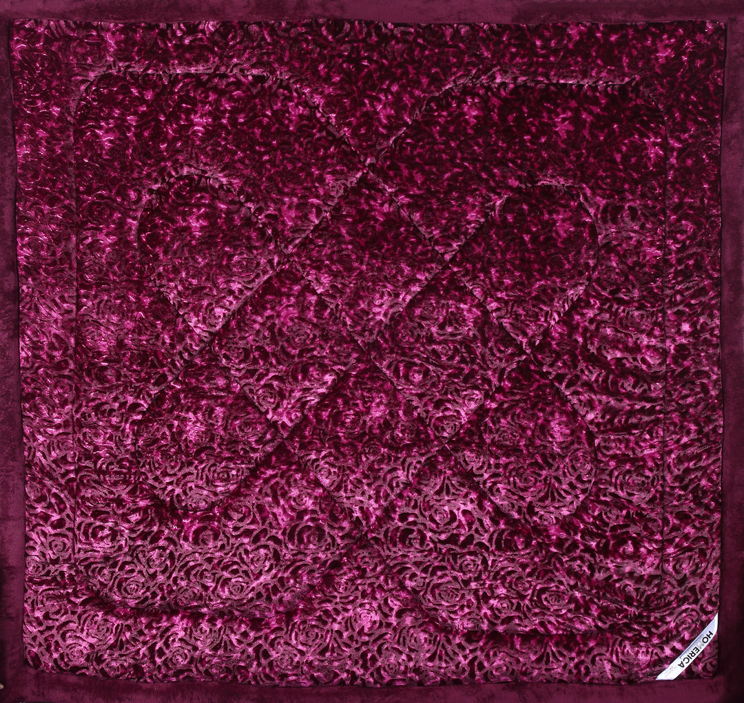 Arrabi Purple Floral Polyester Full Size 1060 GSM Single Bed Quilt (210 x 150 cm)