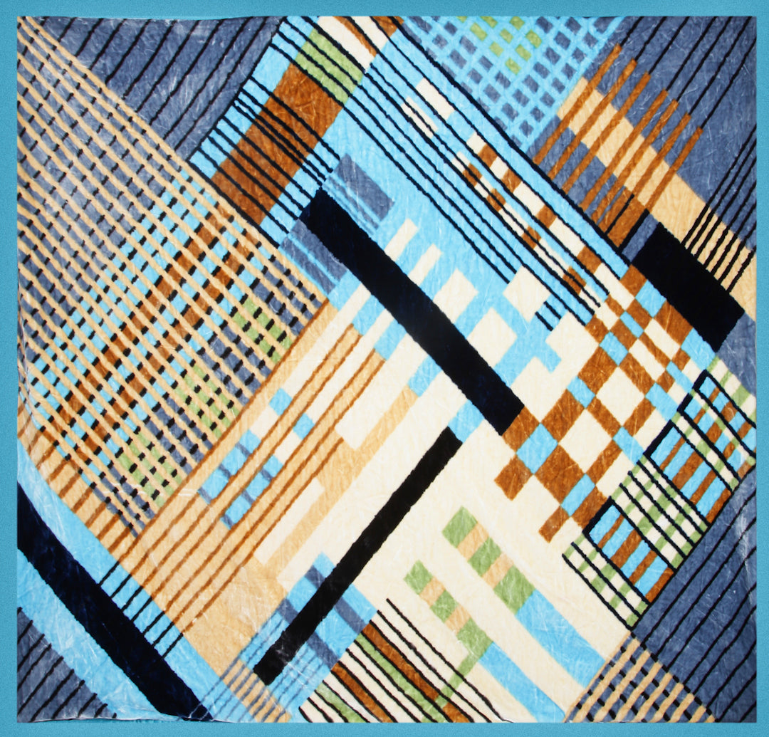 Arrabi Multi Geometric Wool Blend 900 GSM Full Size Double Bed Blanket (240 X 220 cm)