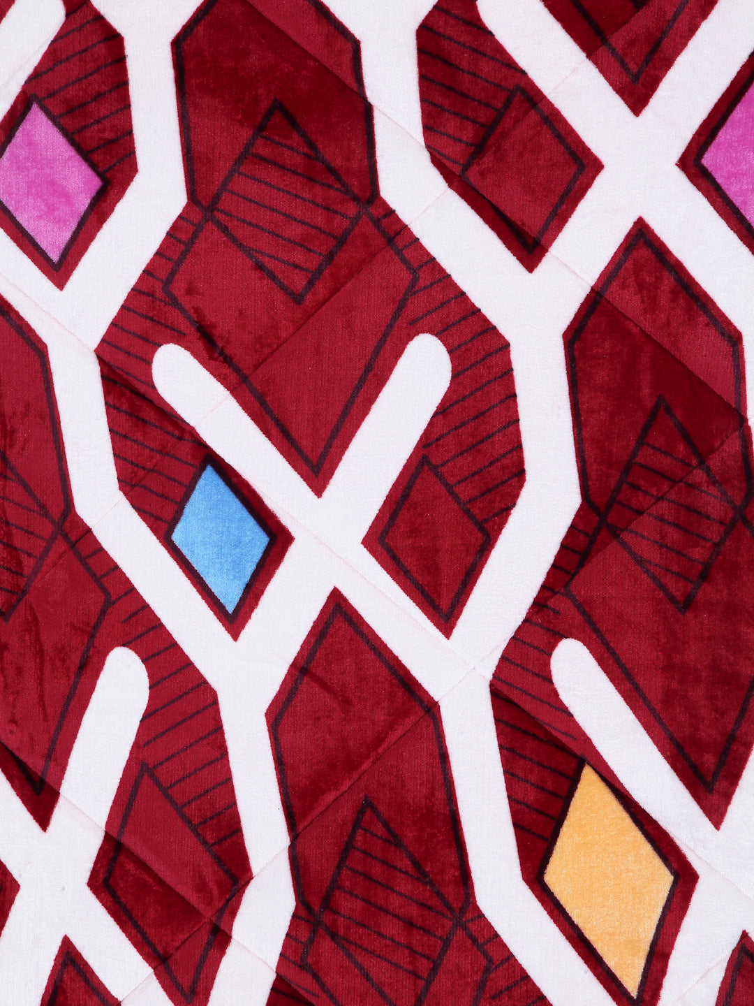 Arrabi Red Geometric Polyester Full Size 1060 GSM Single Bed Quilt (210 x 150 cm)