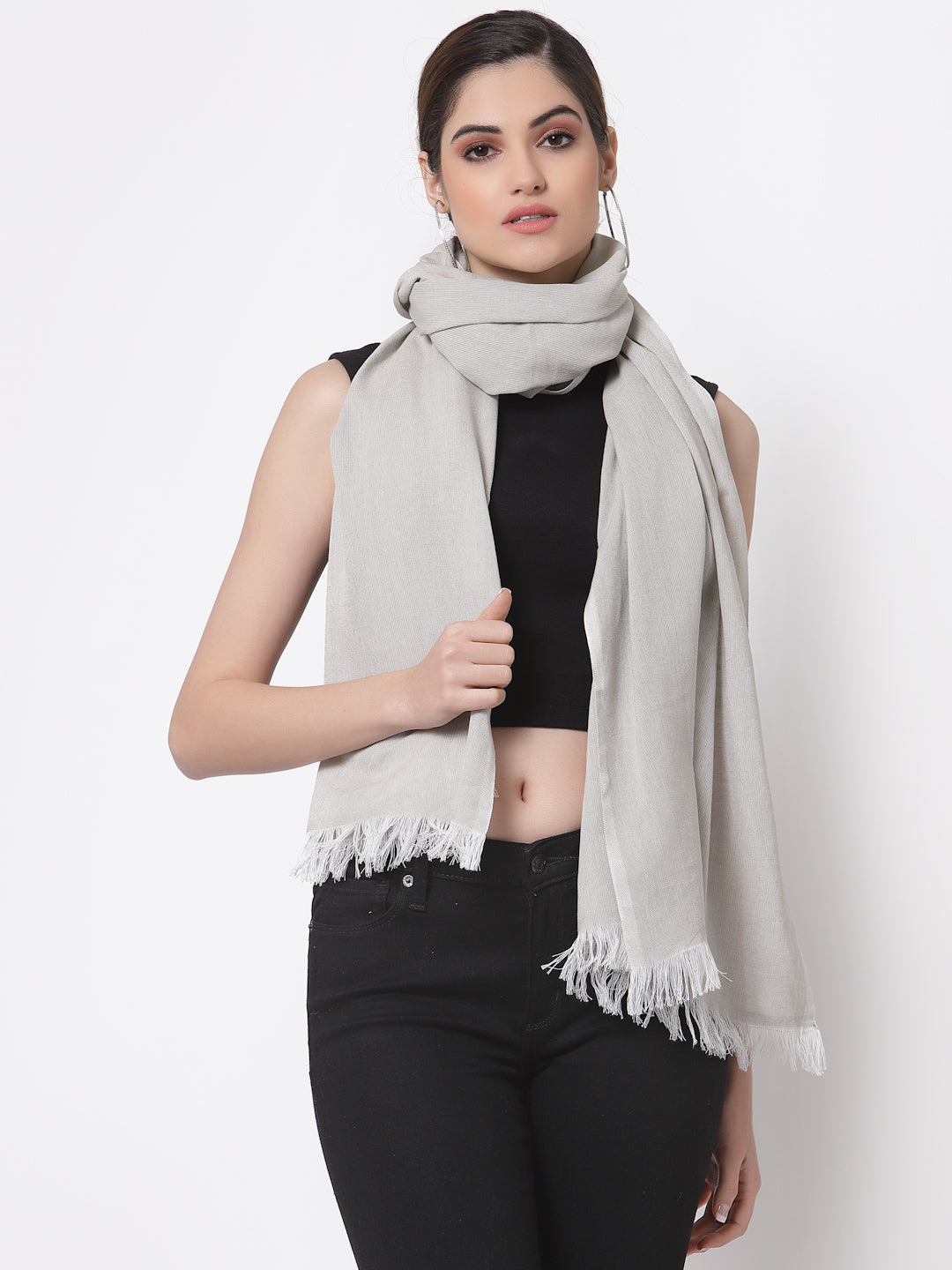 Arrabi Multi Solid Handwoven Cotton Full Size 2 Stoles (Pack of 2) (185 x 85 cm)