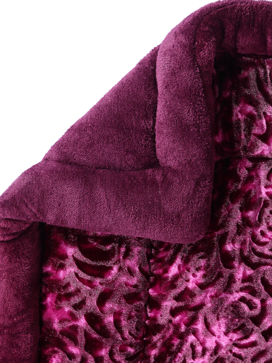 Arrabi Purple Floral Polyester King Size 950 GSM Double Quilt (240 X 210 cm)