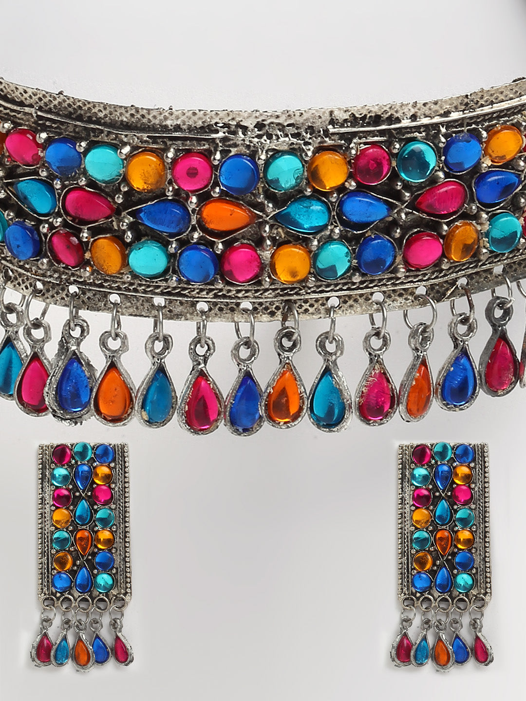 Arrabi Multi Oxidised Jewellery Set with 2 Earrings (40 cm)