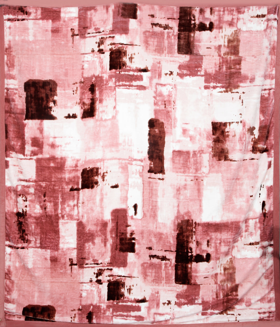 Arrabi Pink Abstract Wool Blend 950 GSM Full Size Double Bed Blanket (230 X 200 cm)