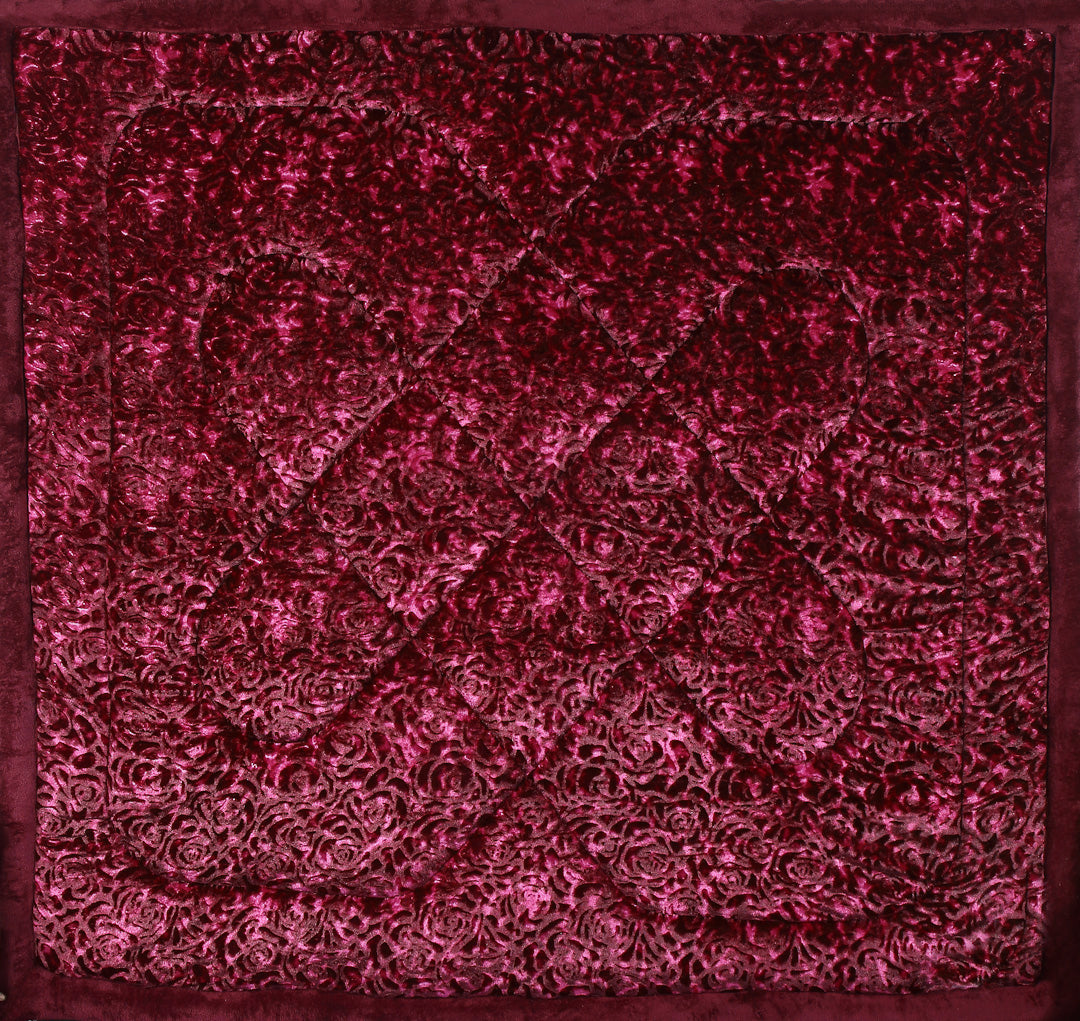 Arrabi Red Floral Polyester Full Size 1060 GSM Single Bed Quilt (210 x 150 cm)