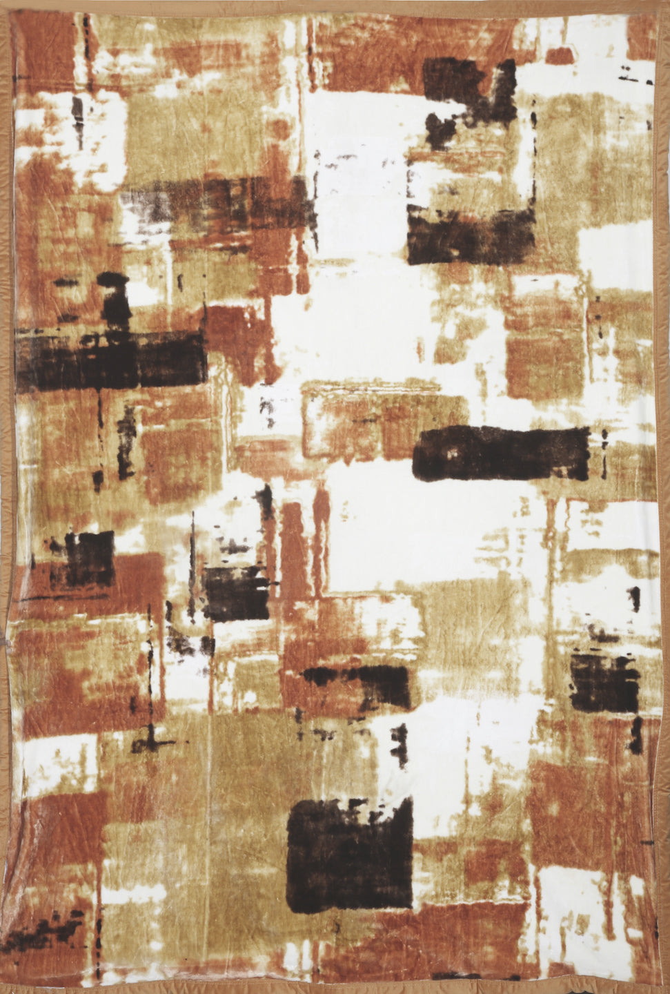 Arrabi Brown Abstract Polyester 950 GSM Full Size Single Bed Blanket (210 X 150 cm)