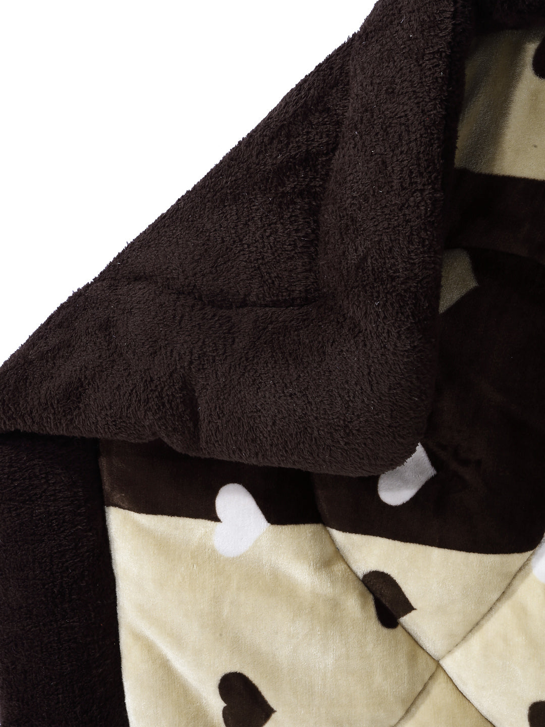 Arrabi Brown Heart Print Polyester King Size 950 GSM Double Quilt (220 X 210 cm)