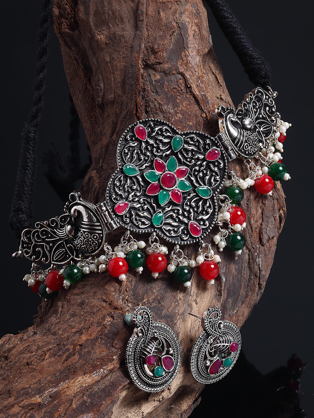 Arrabi Multi Oxidised Jewellery Set with 2 Earrings (40 cm)