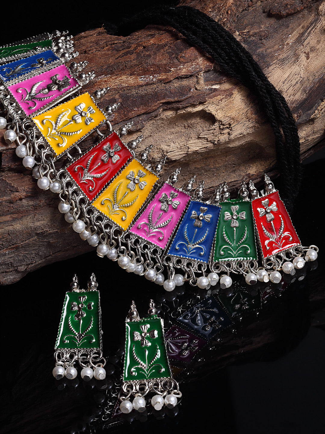 Arrabi Multi Oxidised Jewellery Set with 2 Earrings (40 cm)