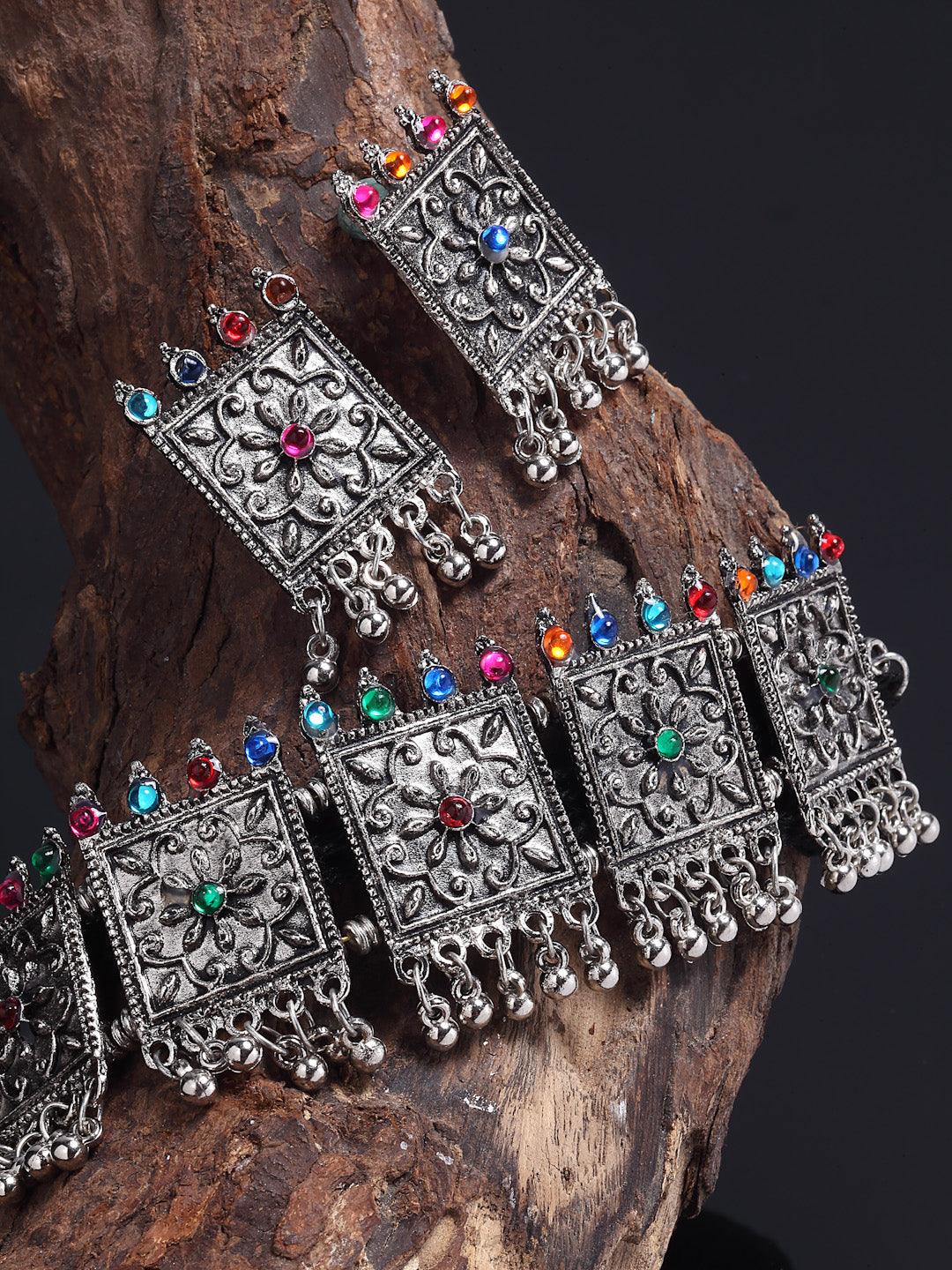 Arrabi Multi Oxidised Jewellery Set with 2 Earrings (40 cm)