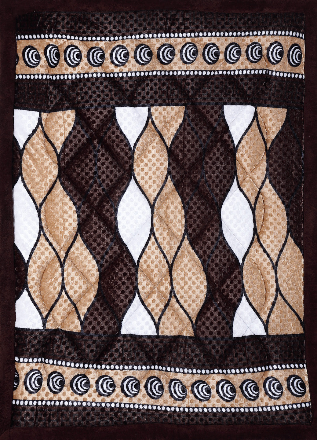 Arrabi Brown Geometric Polyester Full Size 1060 GSM Single Bed Quilt (210 x 150 cm)