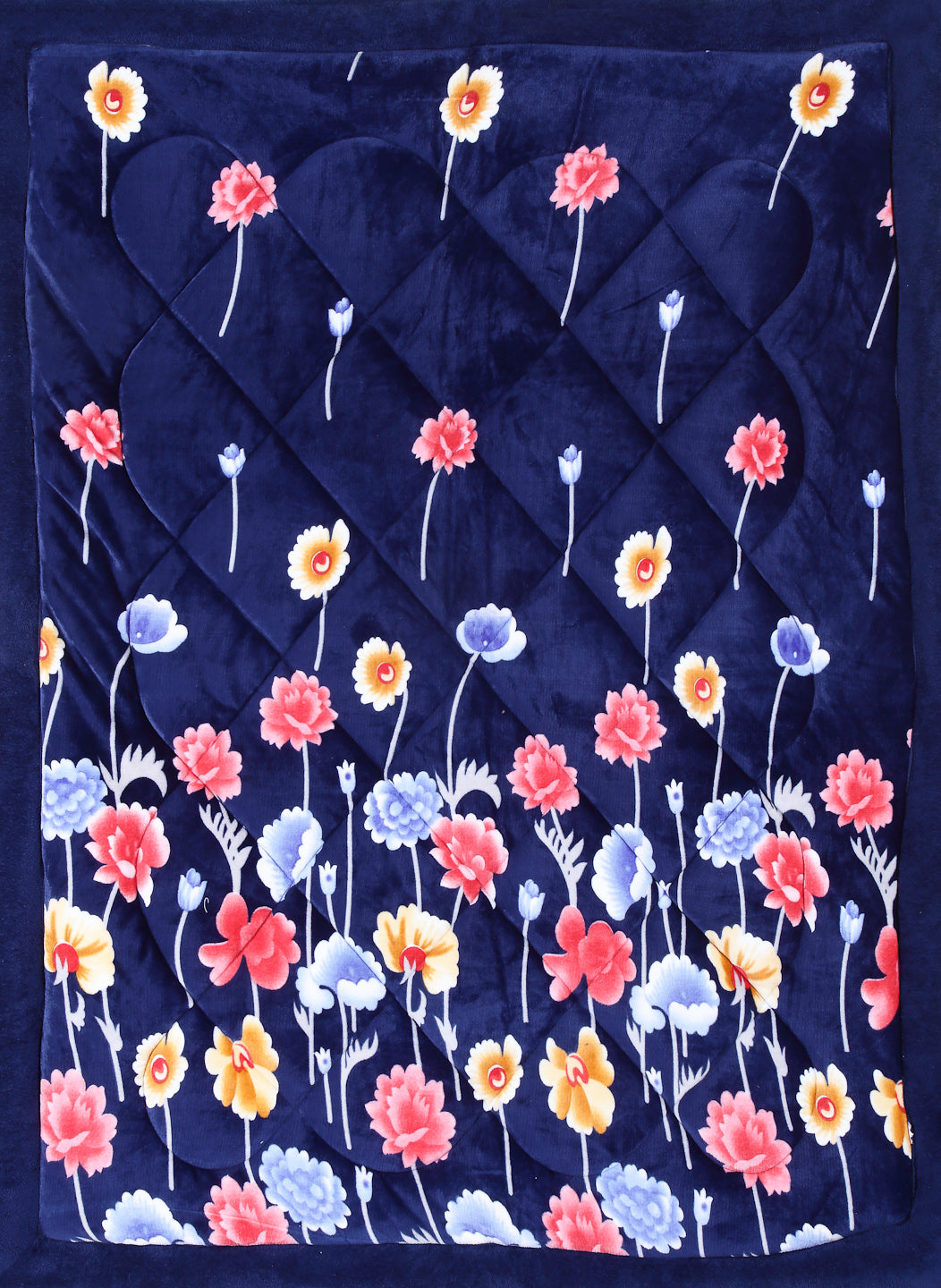 Arrabi Blue Floral Polyester Full Size 1060 GSM Single Bed Quilt (210 x 150 cm)