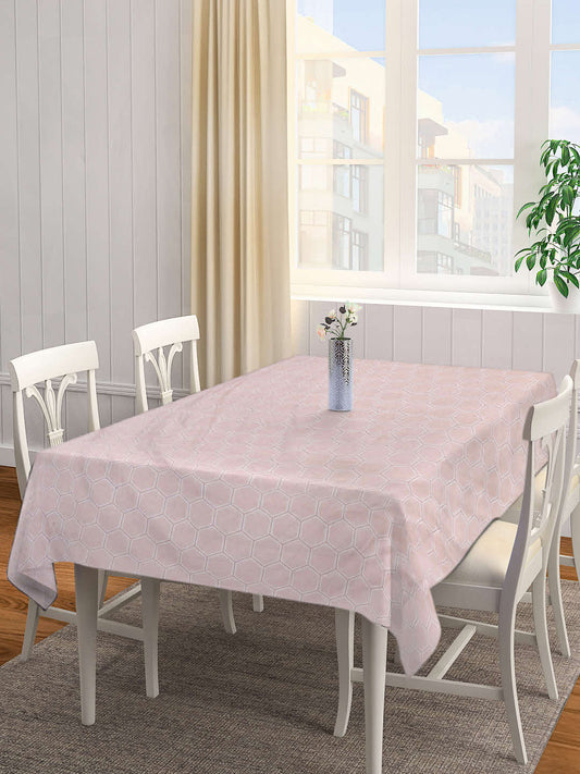 Arrabi Peach Geometric Cotton Blend 8 SEATER Table Cover (215 X 150 cm)
