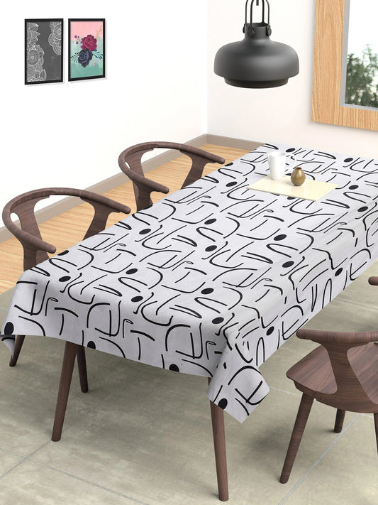 Arrabi Grey Geometric Cotton Blend 6 SEATER Table Cover (180 x 130 cm)