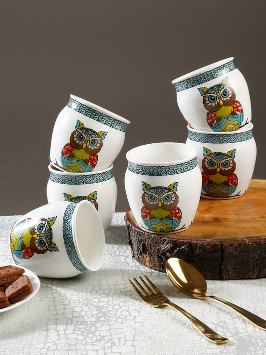 Arrabi Multi Ceramic Glossy Cartoon Kullar set (Set of 6)