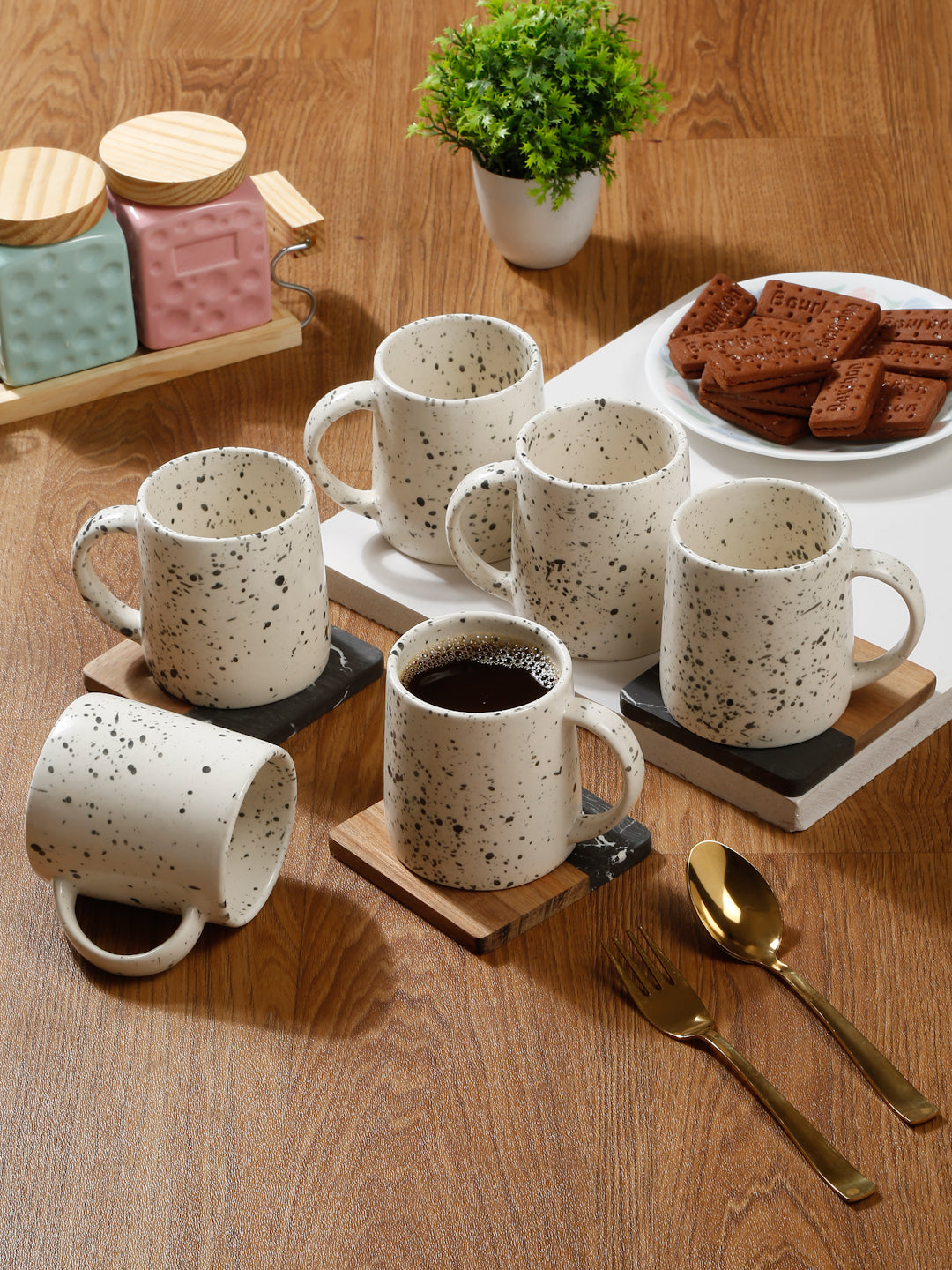 Speckle Set of 6 Ceramic Matte Mugs