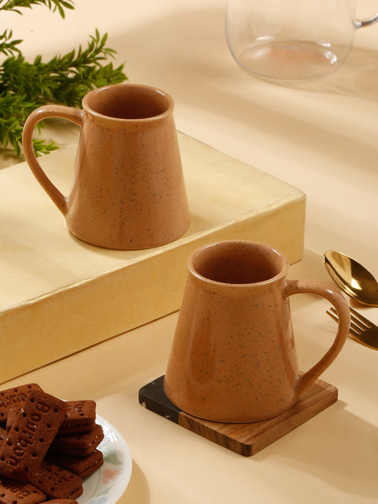 Textured Set of 2 Ceramic Glazed Cone Mugs