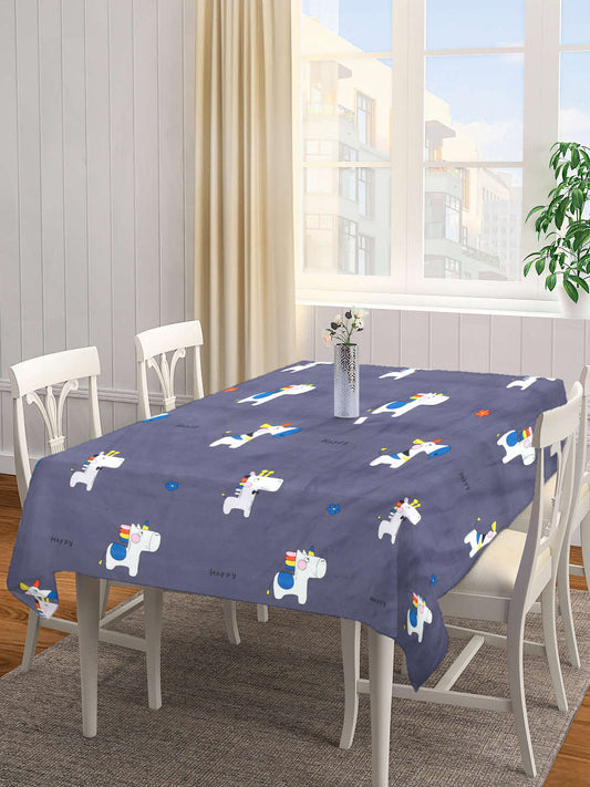 Arrabi Grey Cartoon Cotton Blend 8 SEATER Table Cover (215 X 150 cm)