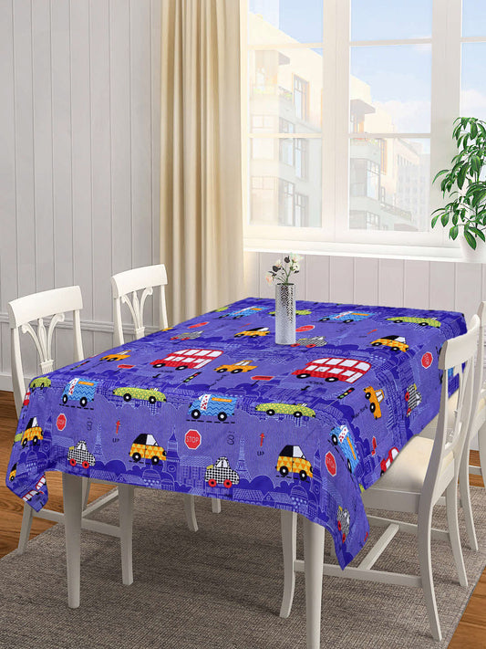 Arrabi Blue Cartoon Cotton Blend 8 SEATER Table Cover (225 X 150 cm)